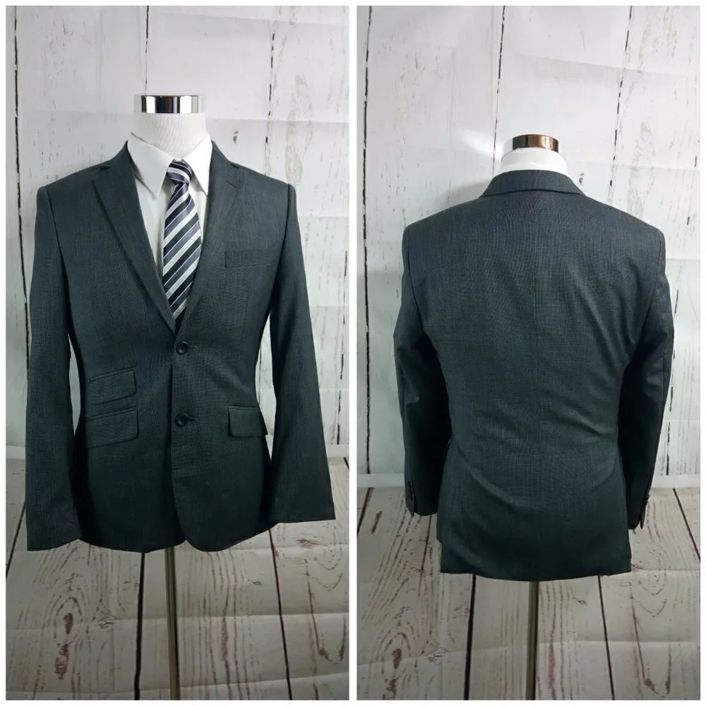 Marc Ecko 36S 2 Button Dark Gray Birdseye Suit Blazer Sport Coat